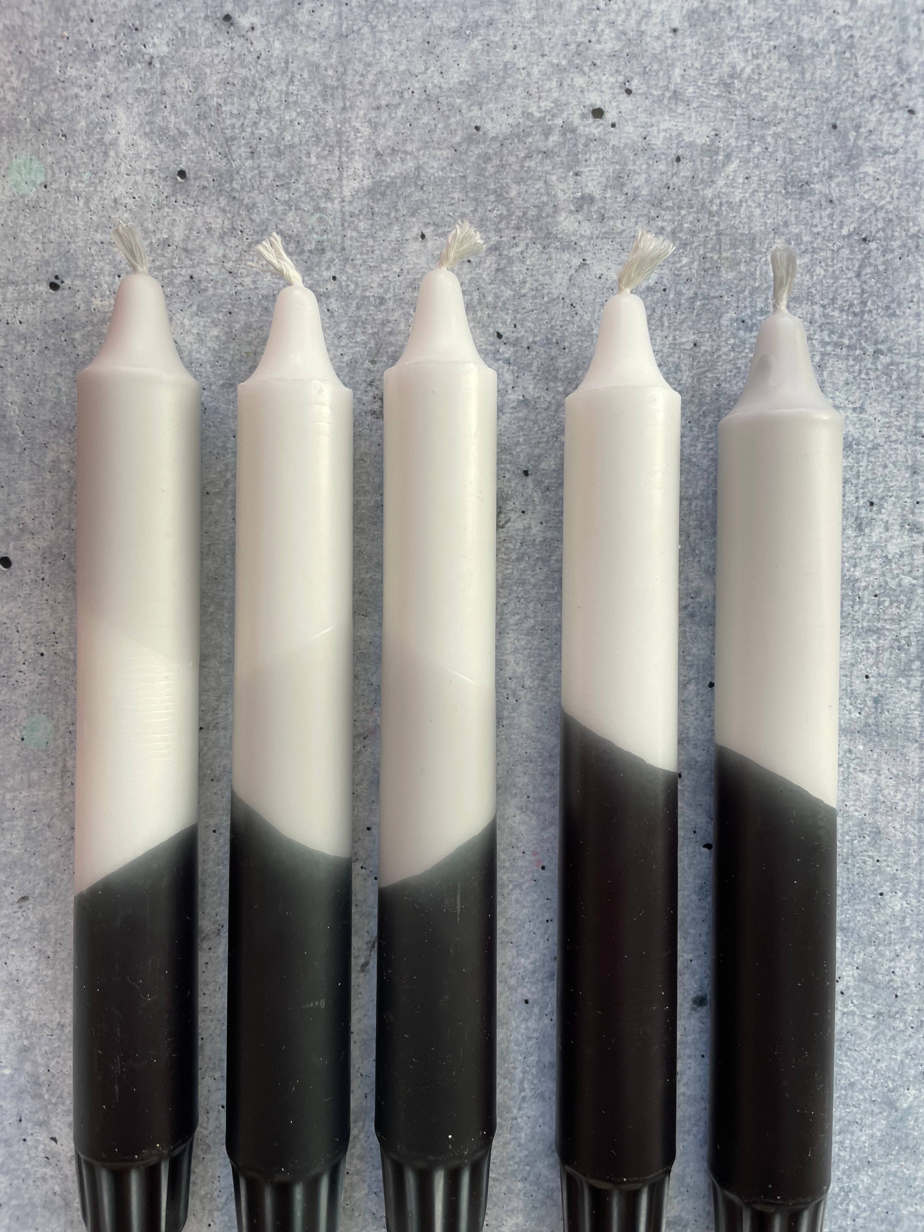 Dip Dye Kerzen - schwarz-weiß